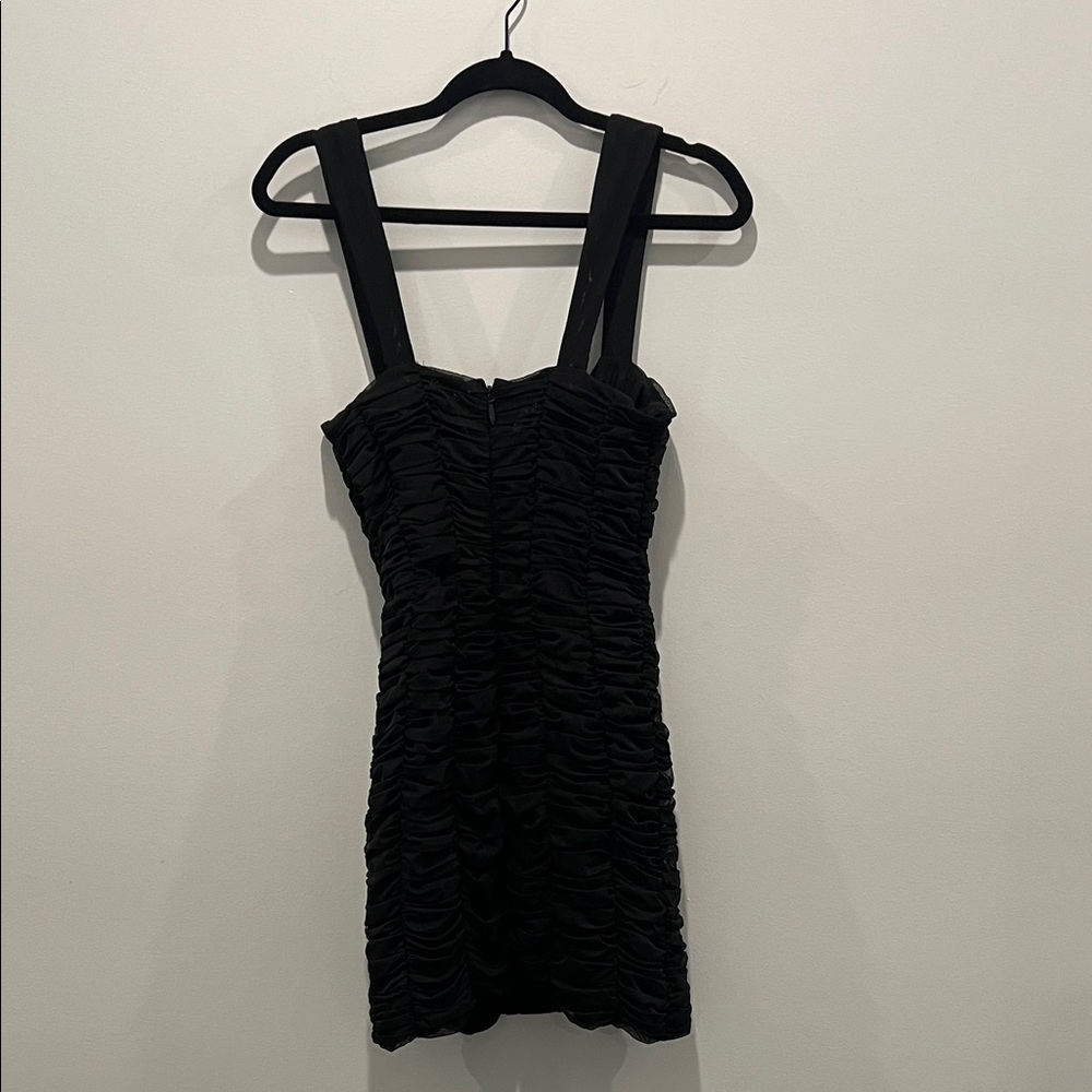 White Fox Boutique Elegant Black Ruched Mini Dress